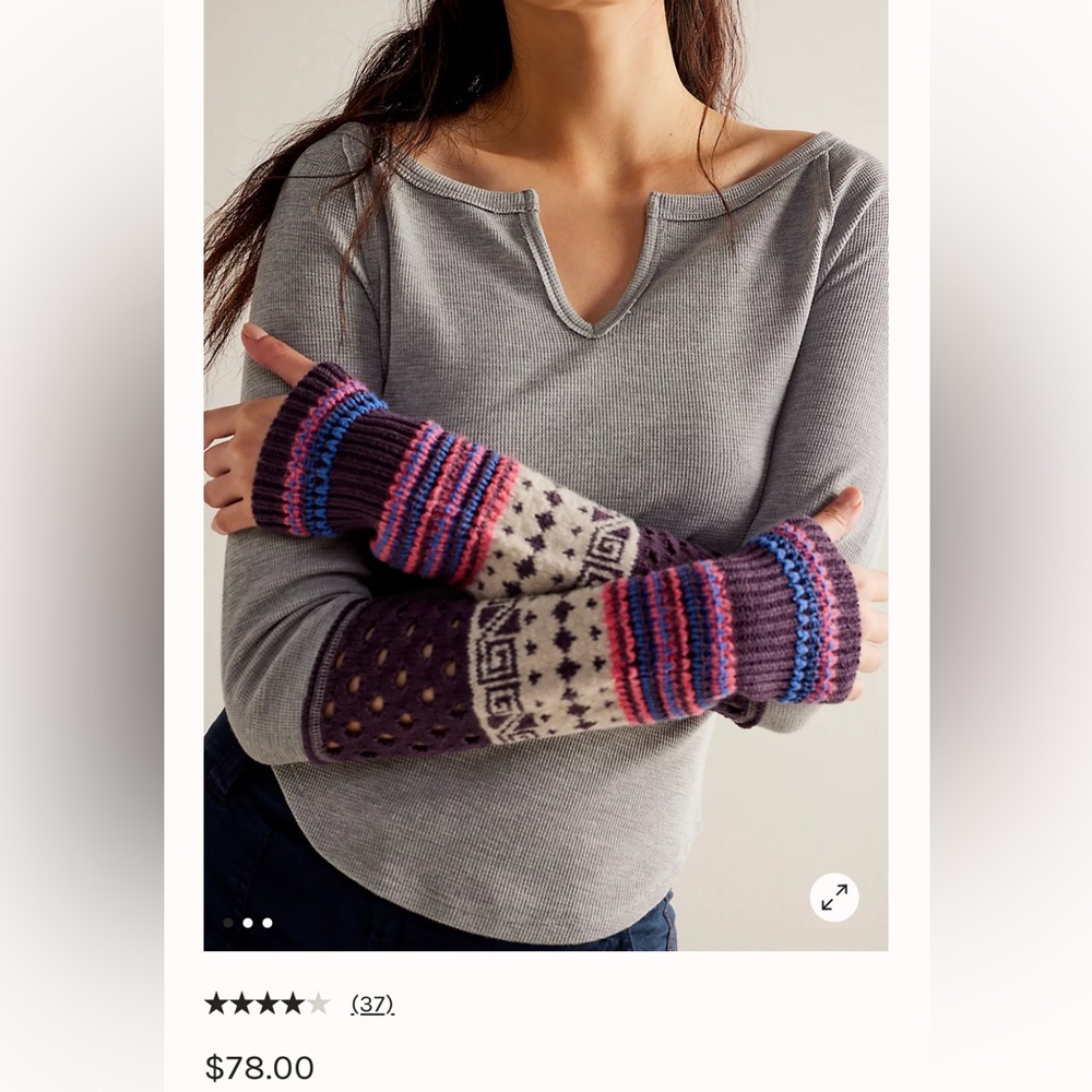 Free People We The Free Cozy Craft Cuff, Size Small, Heather Grey Combo, NEW